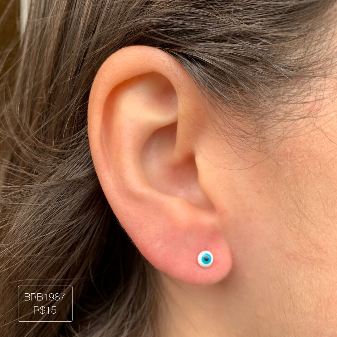 Brinco de Olho Grego Delicado Liso Prateado